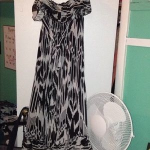 Black & White Strapless Maxi Dress
